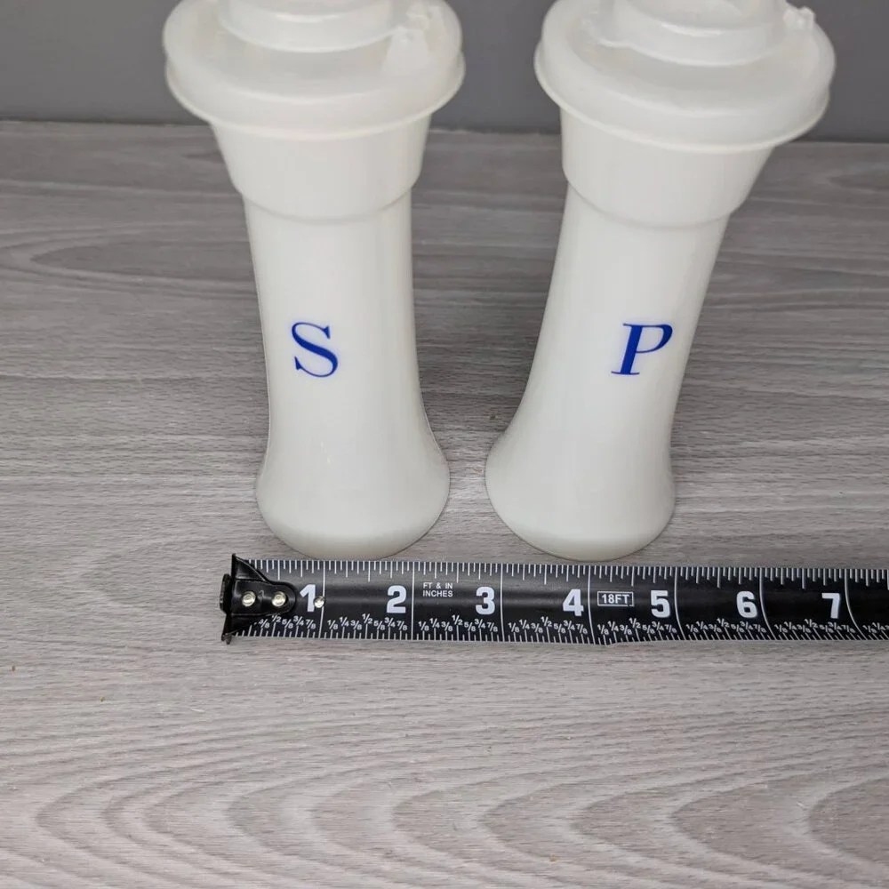 Vintage Tupperware Salt & Pepper Shakers #718-14 Rare Blue Lettering USA
